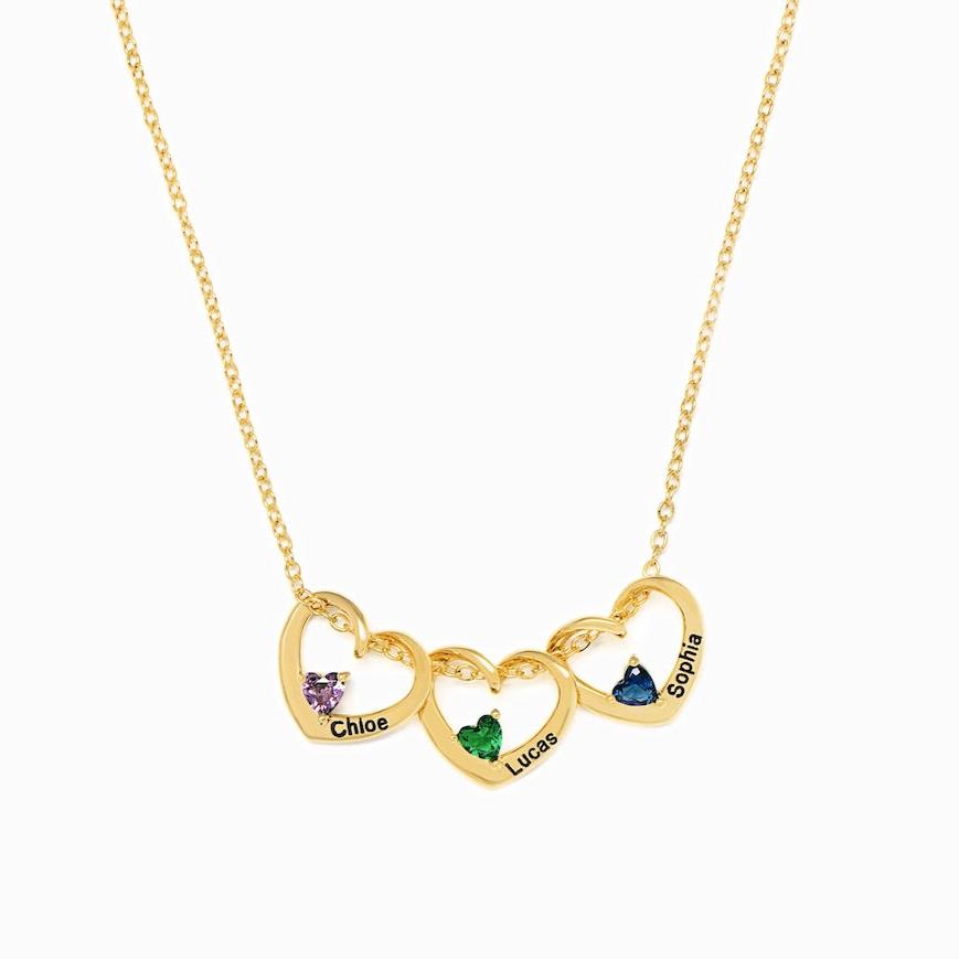 18K top Gold Plated Heart Accent Name Necklace, Gold Olivia Heart Pendant