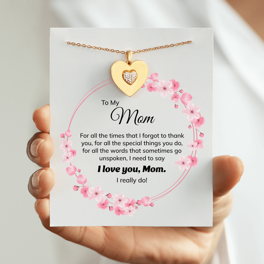 Heart Swing Necklace - "I Love You Mom"